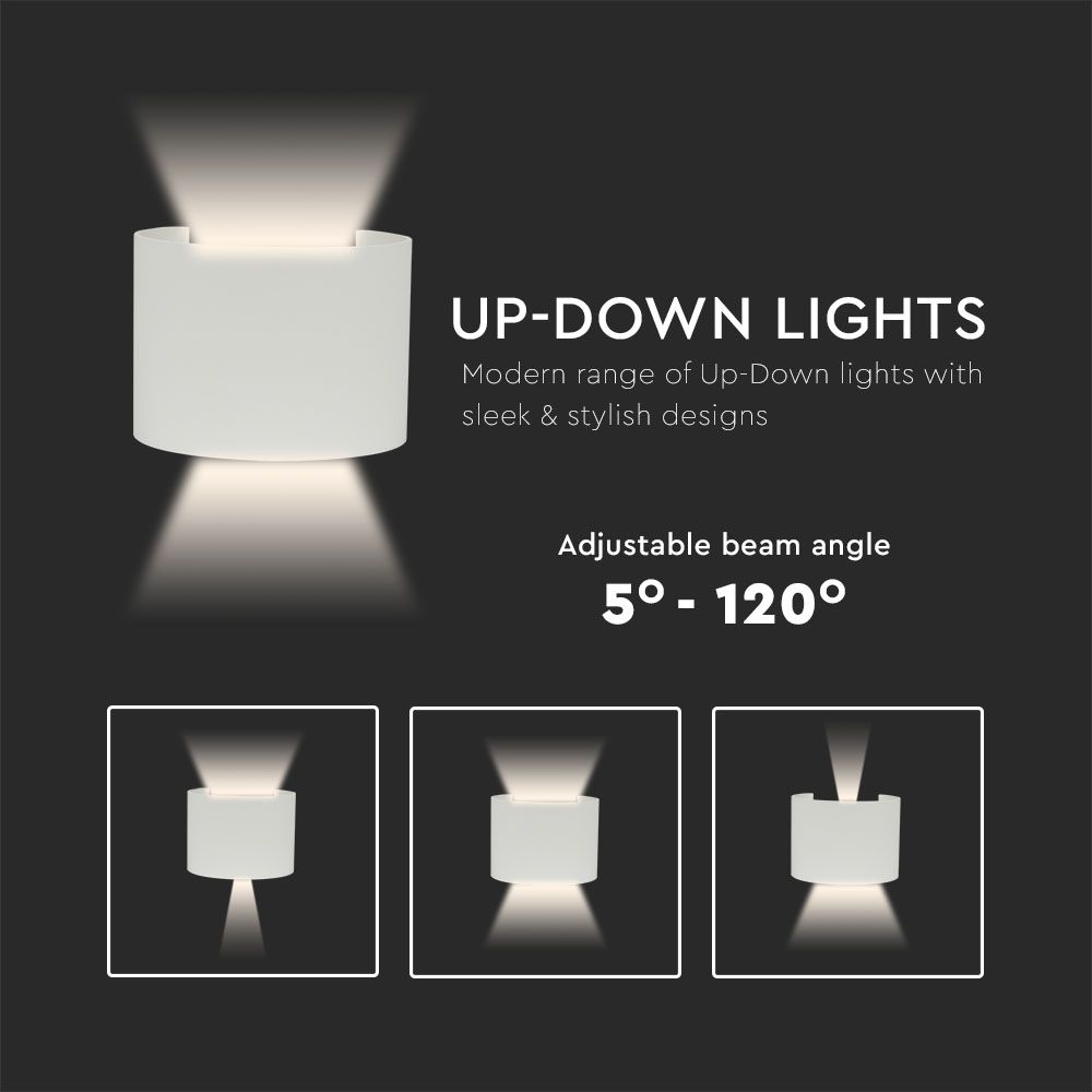 5W Kinkiet walec LED / CHIP BRIDGELUX / Barwa:3000K / Biały