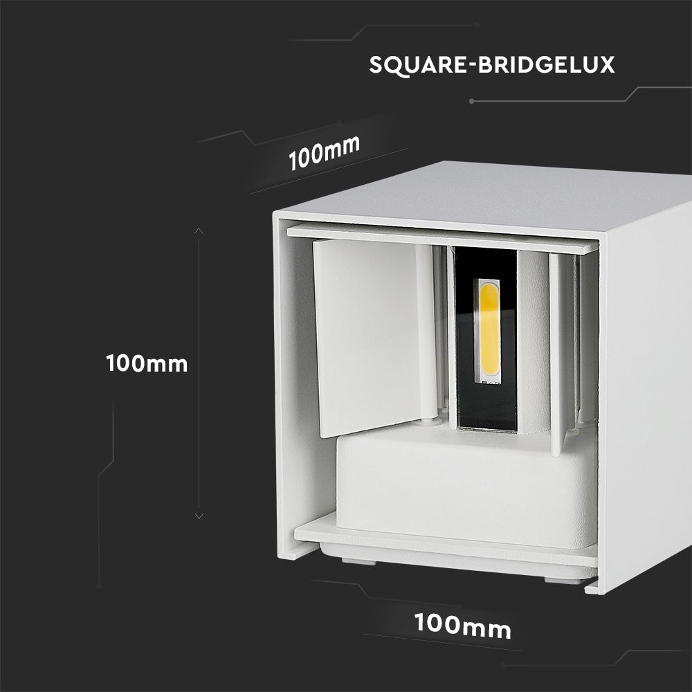 5W Kinkiet kwadrat LED / CHIP BRIDGELUX / Barwa:4000K / Biały