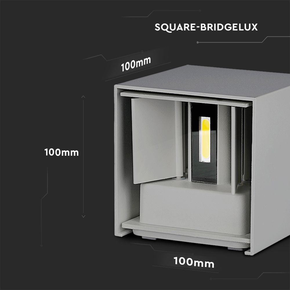 5W Kinkiet kwadrat LED / CHIP BRIDGELUX / Barwa:4000K / Szary