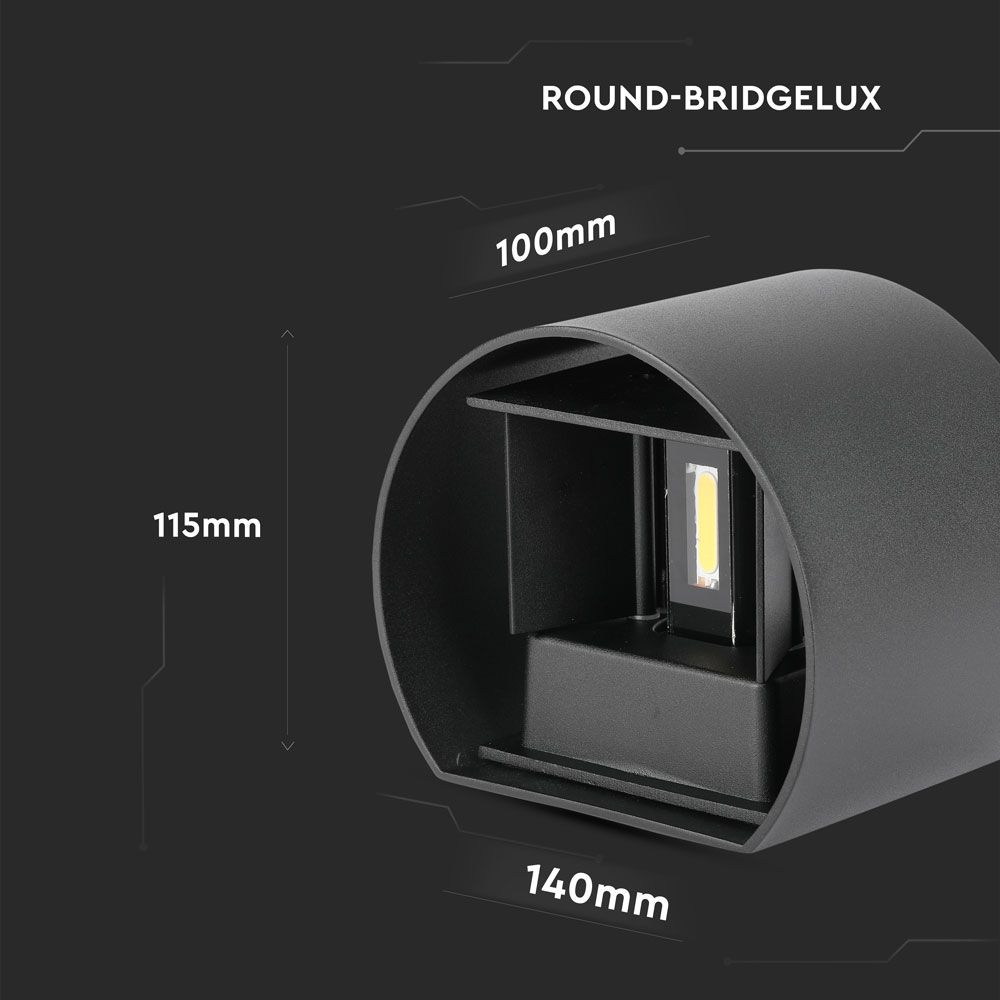 5W Kinkiet walec LED / CHIP BRIDGELUX / Barwa:4000K / Czarny
