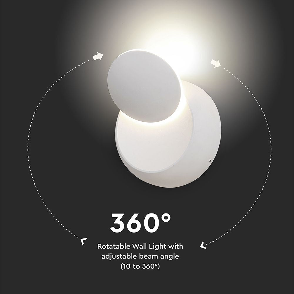 5W Kinkiet okrągły LED / CHIP BRIDGELUX / Barwa:4000K / Biały