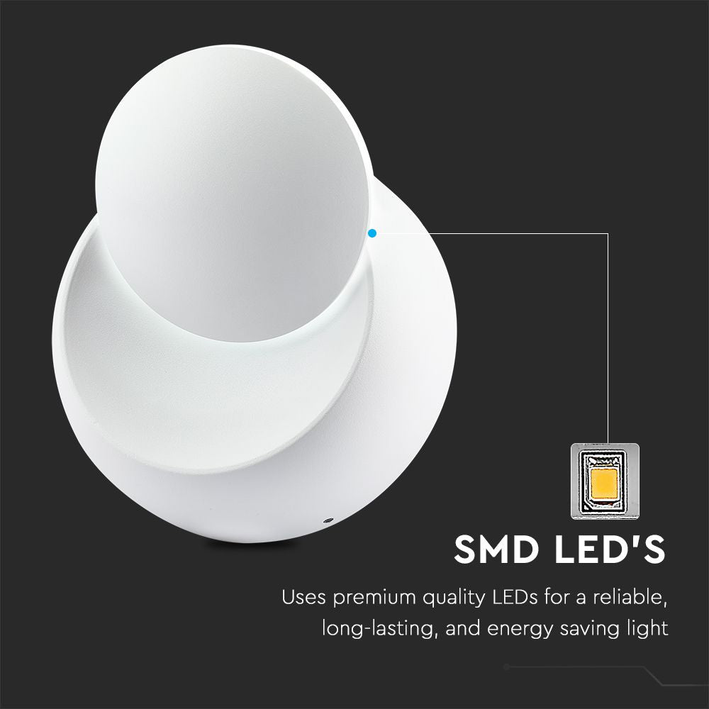 5W Kinkiet okrągły LED / CHIP BRIDGELUX / Barwa:4000K / Biały