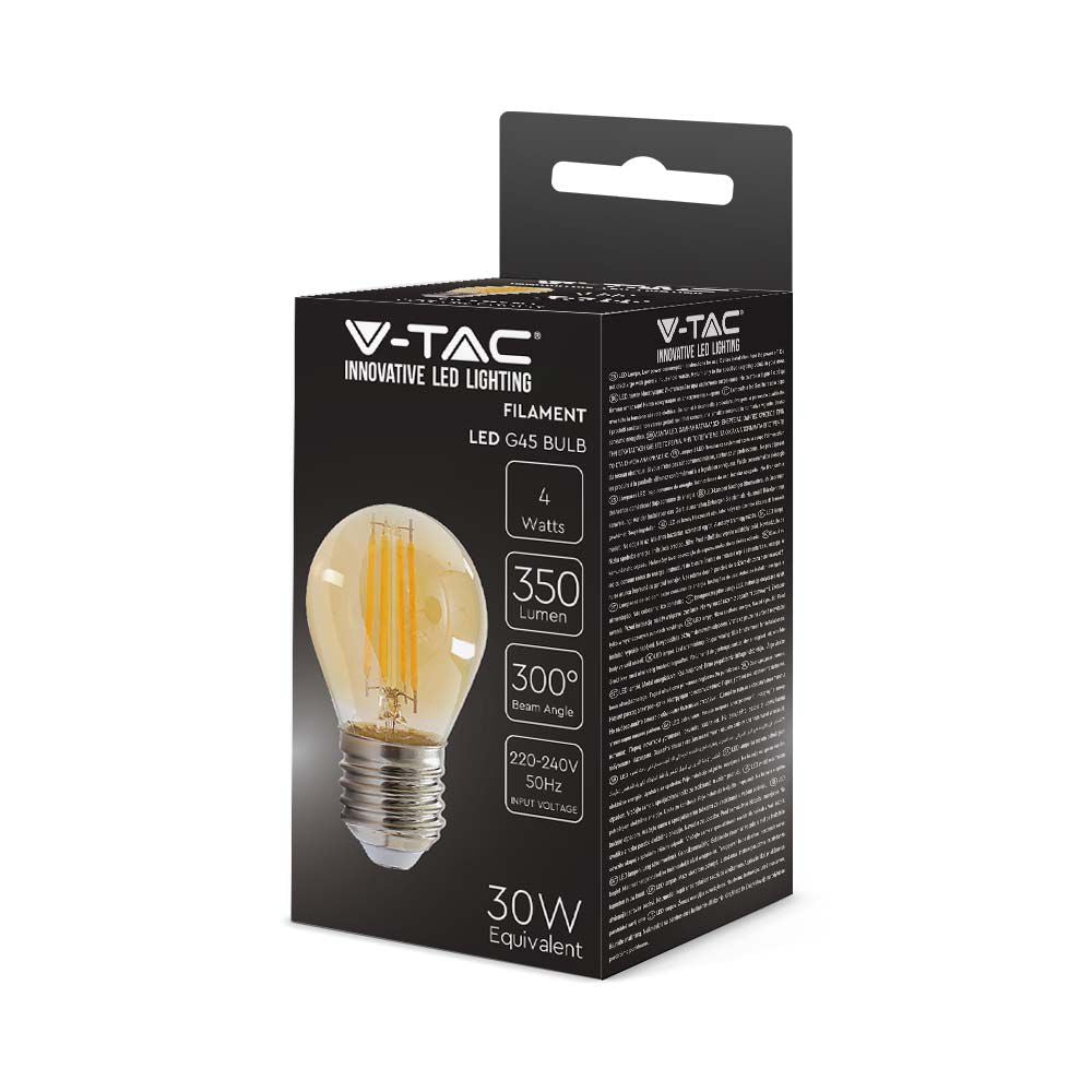 4W G45 Żarówka LED Filament / Klosz Bursztynowy / Barwa:2200K / Trzonek:E27
