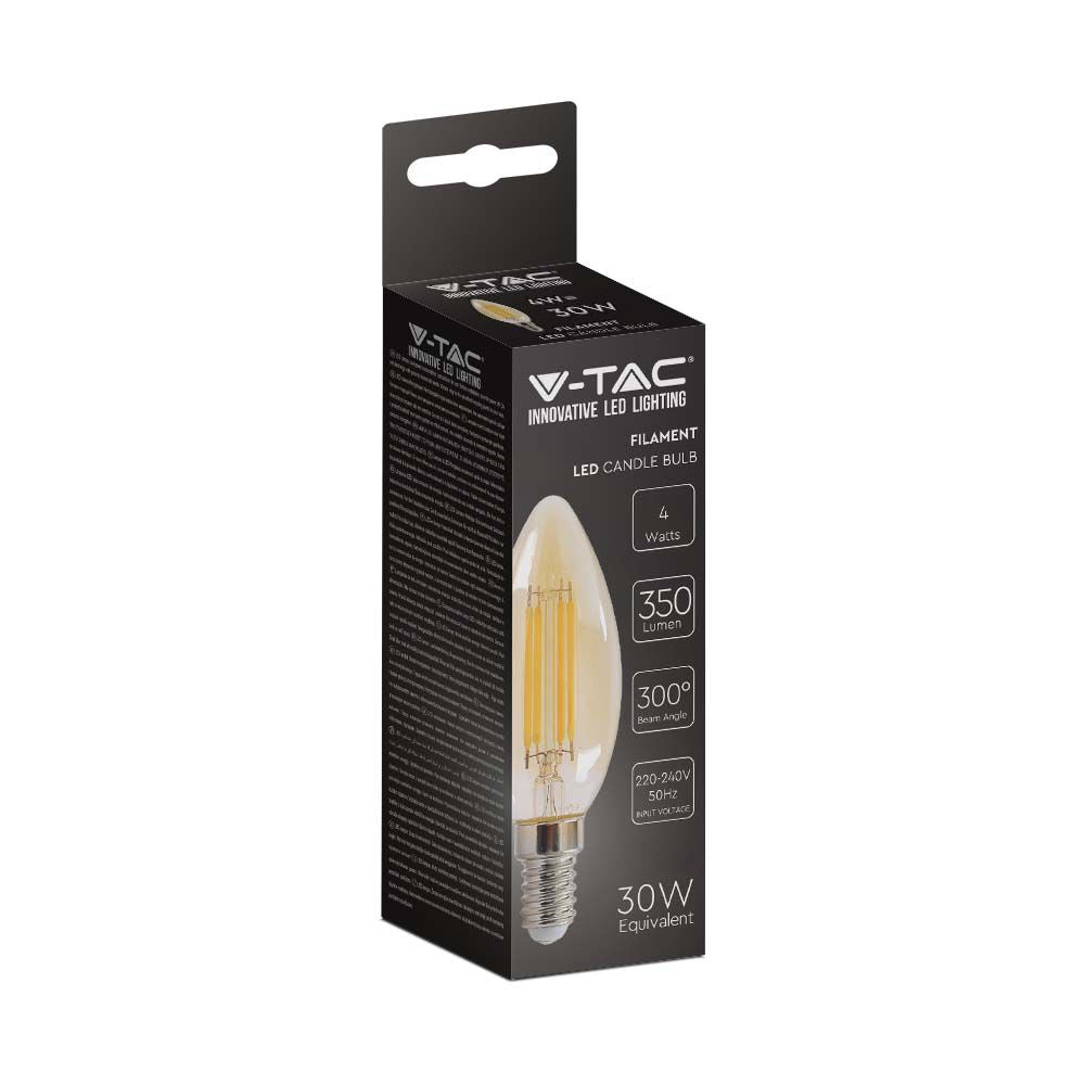 4W C35 Żarówka LED Filament / Klosz: Bursztynowy / Barwa:2200K / Trzonek:E14
