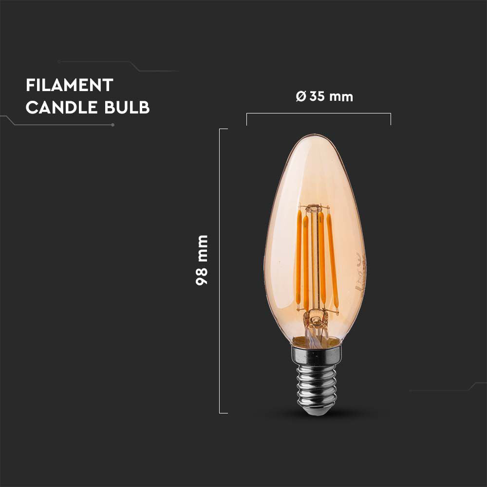 4W C35 Żarówka LED Filament / Klosz: Bursztynowy / Barwa:2200K / Trzonek:E14