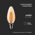 4W C35 Żarówka LED Filament / Klosz: Bursztynowy / Barwa:2200K / Trzonek:E14