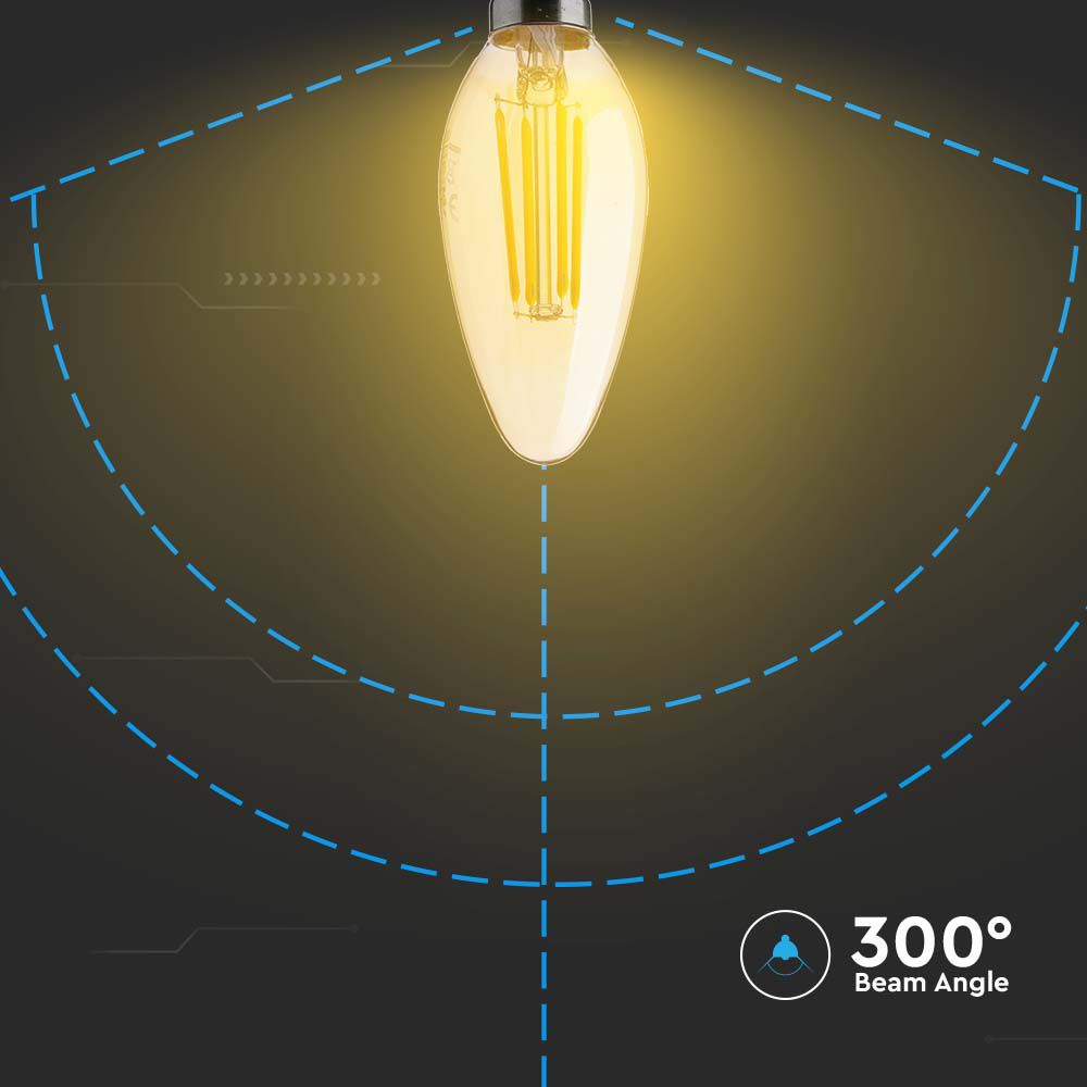 4W C35 Żarówka LED Filament / Klosz: Bursztynowy / Barwa:2200K / Trzonek:E14