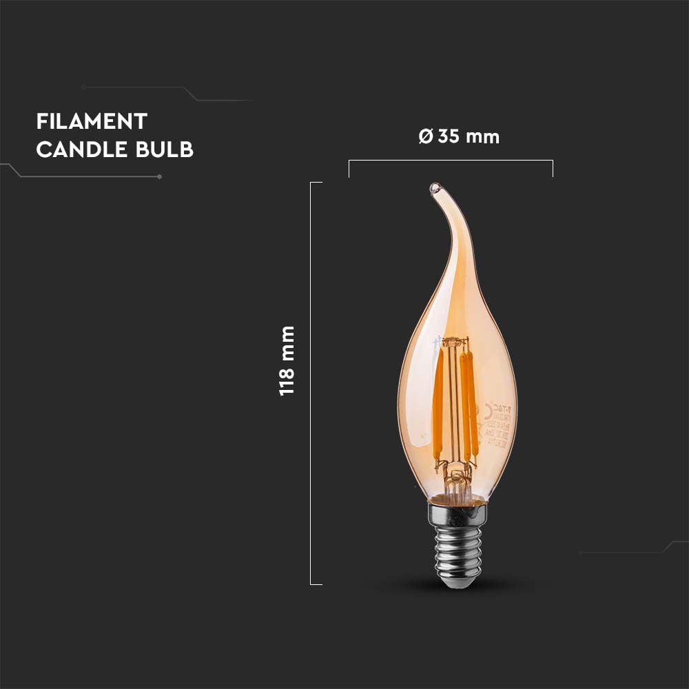 4W C35 Żarówka LED Filament / Klosz: Bursztynowy / Barwa:2200K / Trzonek:E14
