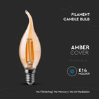 4W C35 Żarówka LED Filament / Klosz: Bursztynowy / Barwa:2200K / Trzonek:E14