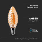 4W C35 Żarówka LED Filament / Klosz: Bursztynowy kręcony / Barwa:2200K / Trzonek:E14