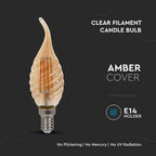 4W C35 Żarówka LED Filament / Klosz: Bursztynowy kręcony płomyk / Barwa:2200K / Trzonek:E14