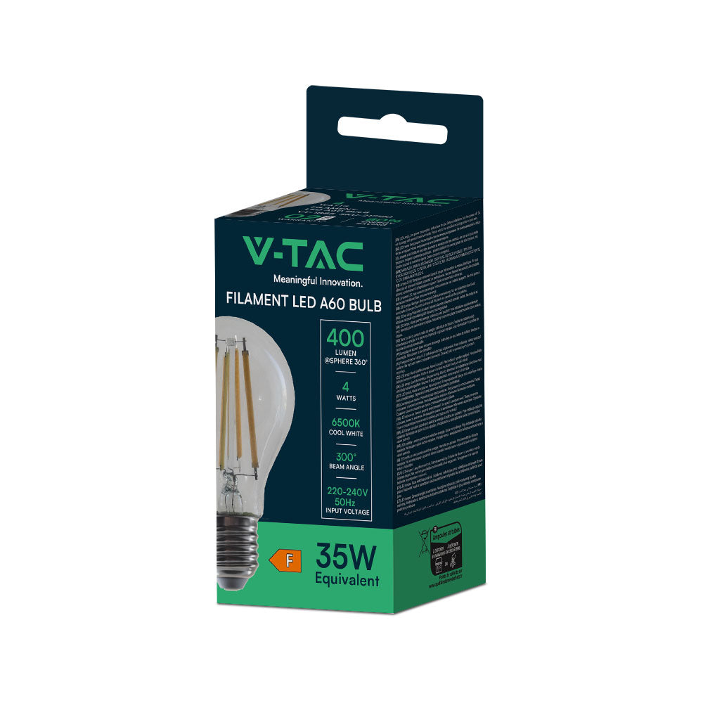 4W A60 Żarówka LED Filament / Barwa: 6500K / Trzonek:E27