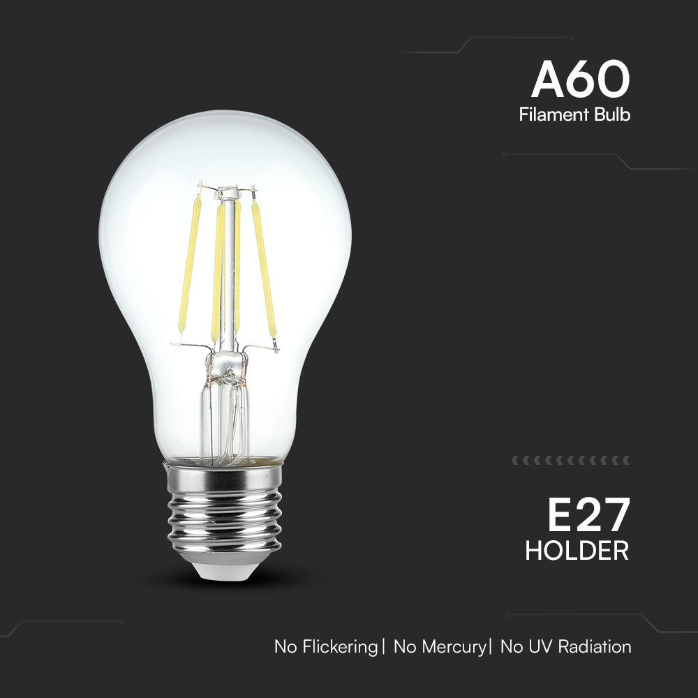 4W A60 Żarówka LED Filament / Barwa: 6500K / Trzonek:E27