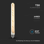 5W T30 Żarówka LED Filament / Klosz Bursztynowy / Barwa:2200K / Trzonek:E27