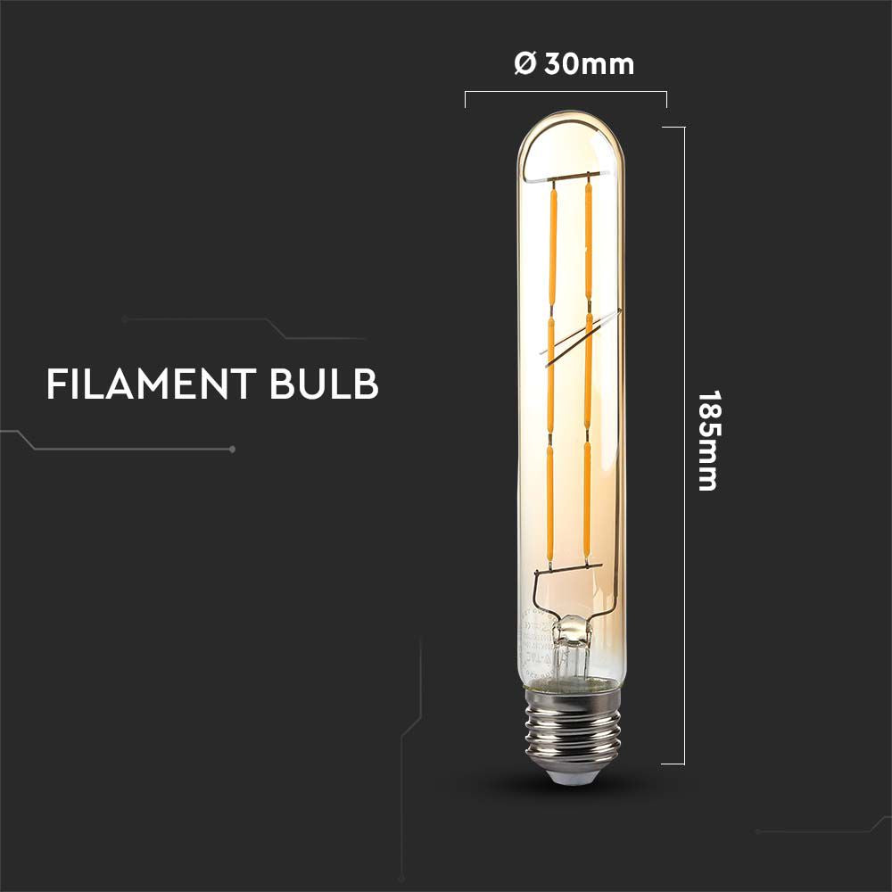 6W T30 Żarówka LED Filament / Klosz Bursztynowy / Barwa:2200K / Trzonek:E27