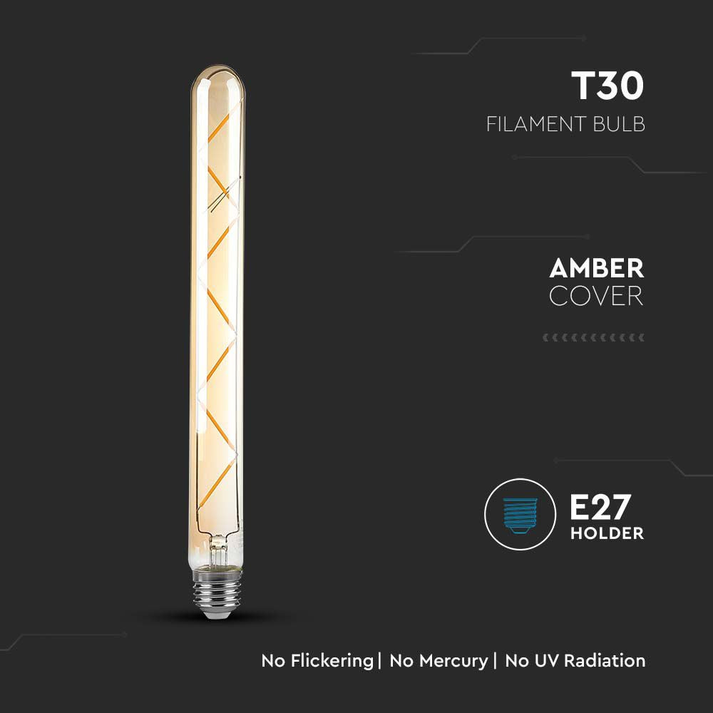 7W T30 Żarówka LED Filament / Klosz Bursztynowy / Barwa:2200K / Trzonek:E27