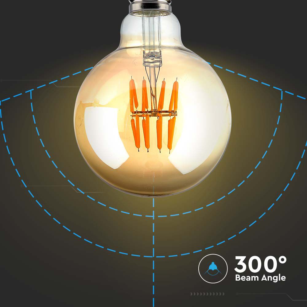 8W G95 Żarówka LED Filament / Klosz Bursztynowy / Barwa:2200K / Trzonek:E27