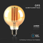 7W G95 Żarówka LED Filament / Klosz Bursztynowy / Barwa:2200K / Trzonek:E27
