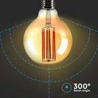 7W G95 Żarówka LED Filament / Klosz Bursztynowy / Barwa:2200K / Trzonek:E27