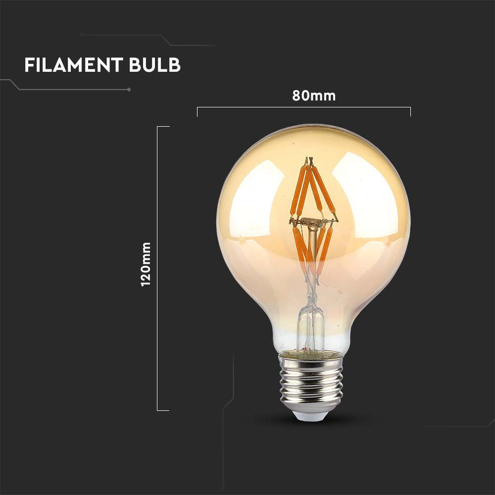 4W G80 Żarówka LED Filament / Klosz Bursztynowy / Barwa:2200K / Trzonek:E27