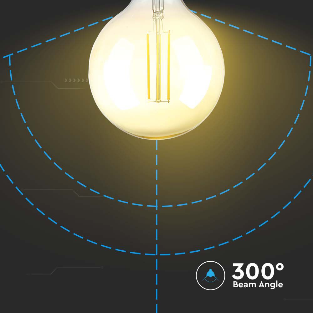 8W G125 Żarówka LED Filament / Klosz Bursztynowy / Ściemniana / Barwa:2200K / Trzonek:E27
