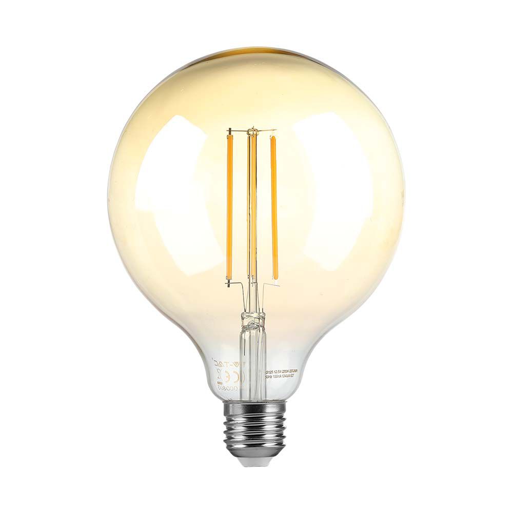 8W G125 Żarówka LED Filament / Klosz Bursztynowy / Ściemniana / Barwa:2200K / Trzonek:E27