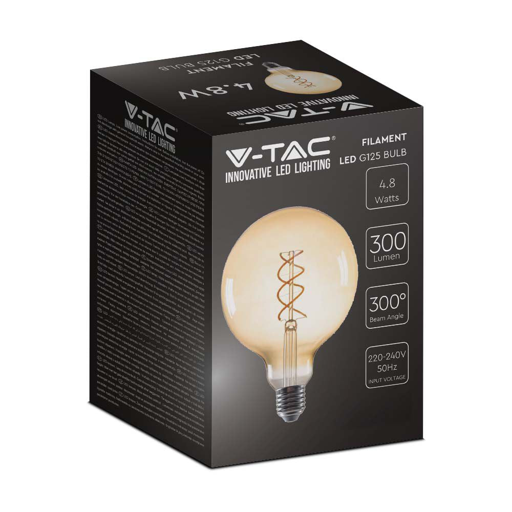 5W G125 Żarówka LED Filament Globe / Barwa:1800K / Klosz: Bursztynowy / Trzonek: E27