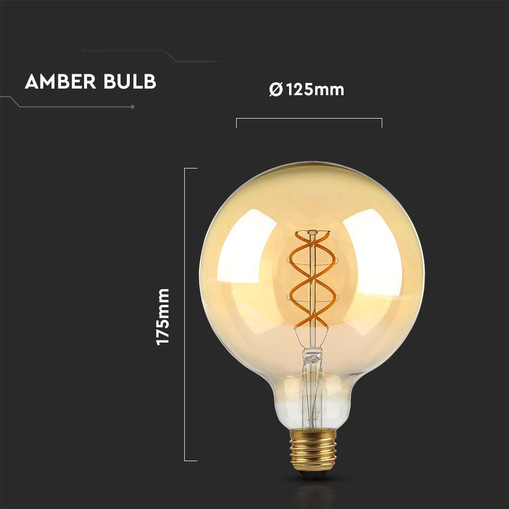 5W G125 Żarówka LED Filament Globe / Barwa:1800K / Klosz: Bursztynowy / Trzonek: E27