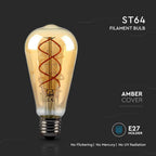 5W ST64 Żarówka LED Filament / Barwa:1800K / Klosz: Bursztynowy / Trzonek: E27