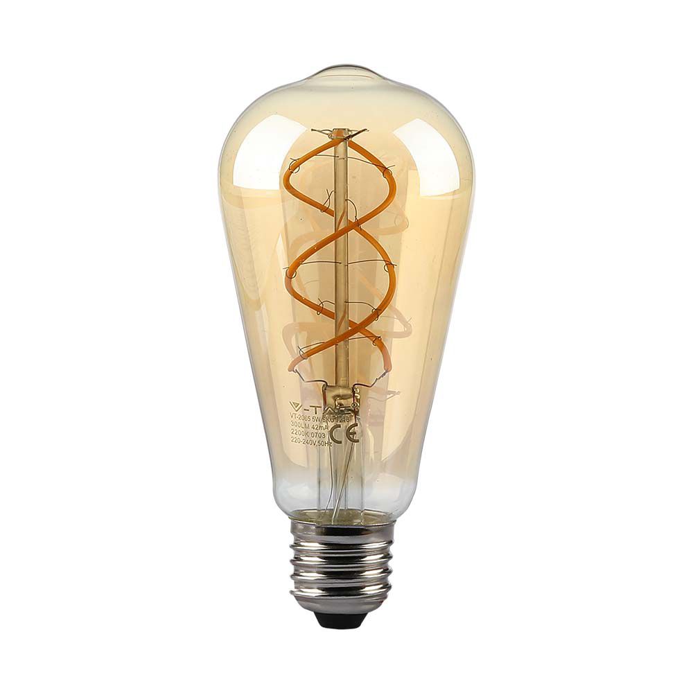 5W ST64 Żarówka LED Filament / Barwa:1800K / Klosz: Bursztynowy / Trzonek: E27