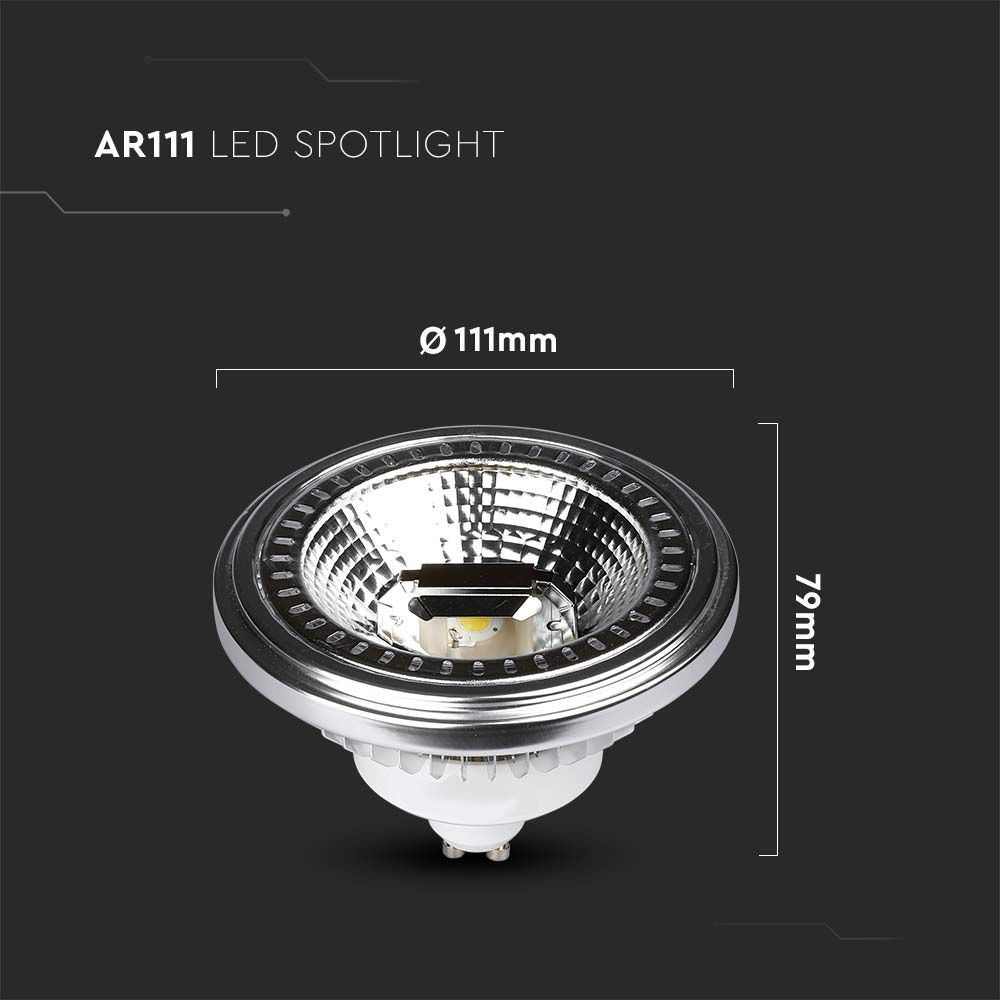 12W AR111 LED SPOTLIGHT / Barwa:4000K / Trzonek:GU10 / Ściemniana