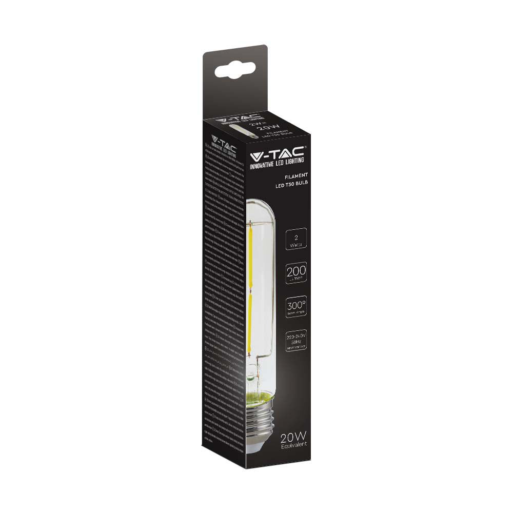 2W T30 Żarówka LED Filament / klosz: Transparentny / Barwa:3000K / Trzonek:E27