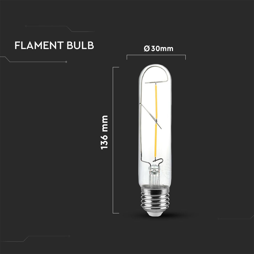 2W T30 Żarówka LED Filament / klosz: Transparentny / Barwa:3000K / Trzonek:E27