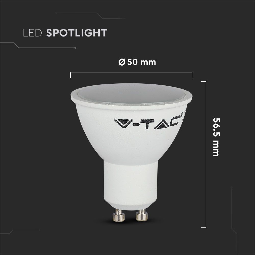 4.5W Żarówka LED / Klosz: Mleczny / Barwa:3000K / Trzonek:GU10 / Opakowanie: 3szt.