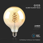 6W G125 Żarówka LED Filament 2xSpieral / Klosz Bursztynowy / Barwa:1800K / Trzonek:E27
