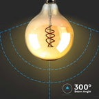 6W G125 Żarówka LED Filament 2xSpieral / Klosz Bursztynowy / Barwa:1800K / Trzonek:E27