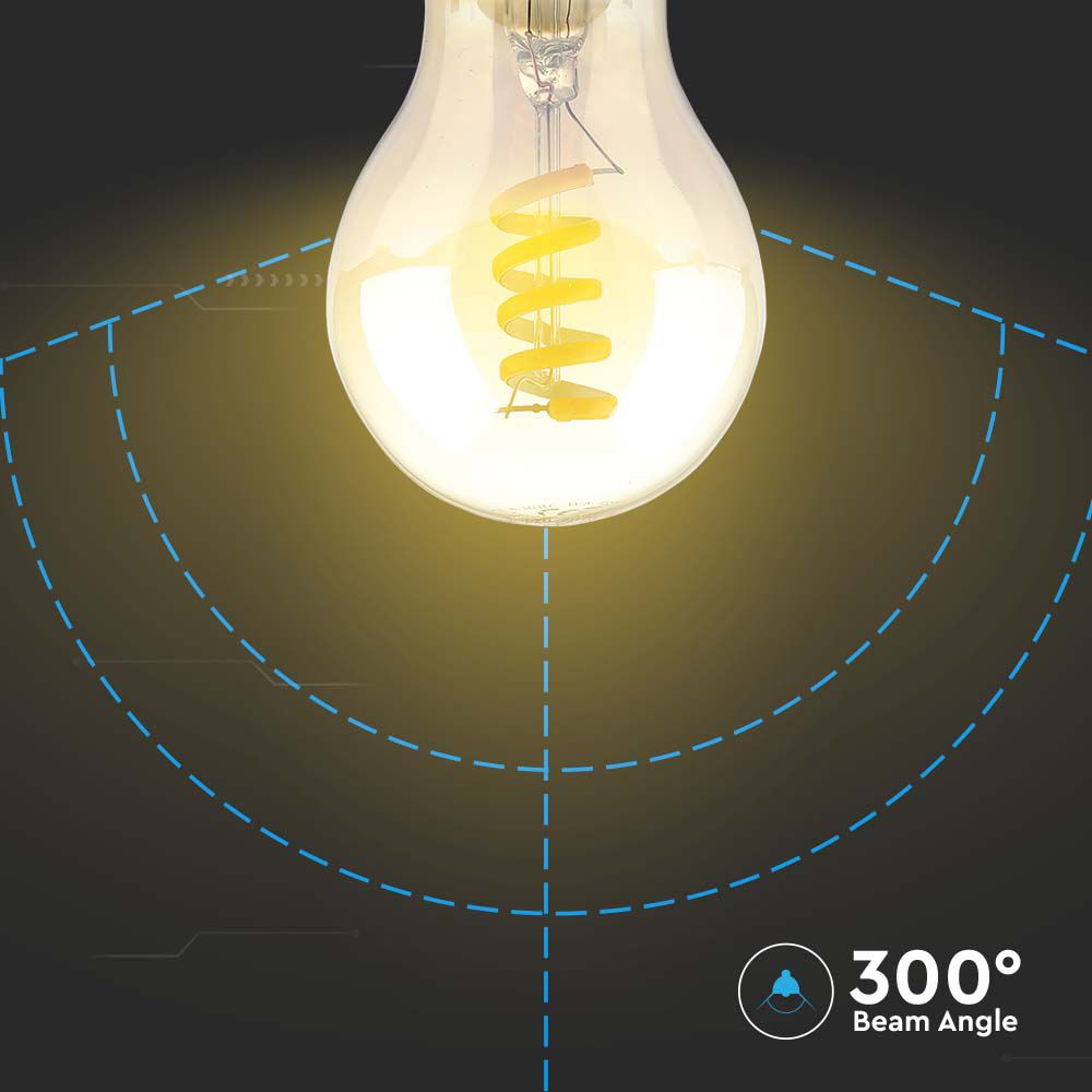 4W Żarówka LED Filament - Spiralna / Klosz: Bursztynowy / Trzonek:E27 / Barwa:1800K