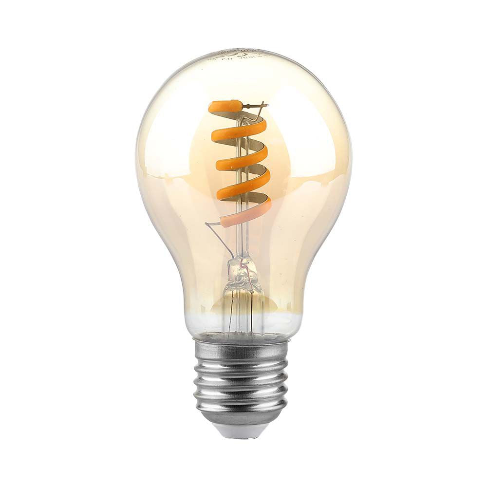 4W Żarówka LED Filament - Spiralna / Klosz: Bursztynowy / Trzonek:E27 / Barwa:1800K