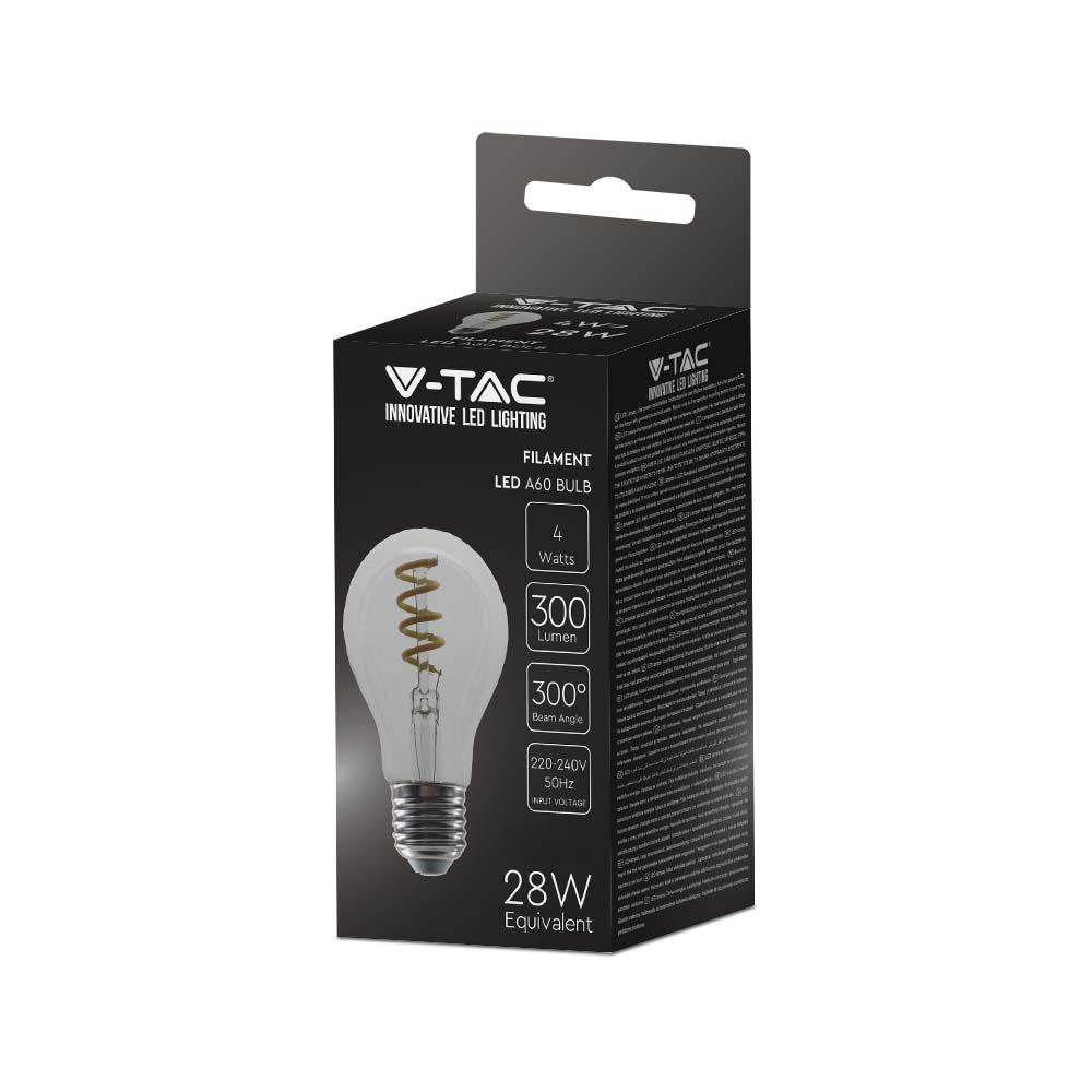 4W Żarówka LED Filament - Spiralna / Klosz: Transparentny /Trzonek:E27 / Barwa:3000K