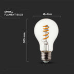 4W Żarówka LED Filament - Spiralna / Klosz: Transparentny /Trzonek:E27 / Barwa:3000K