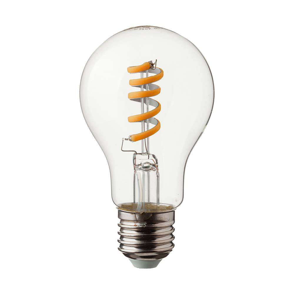 4W Żarówka LED Filament - Spiralna / Klosz: Transparentny /Trzonek:E27 / Barwa:3000K