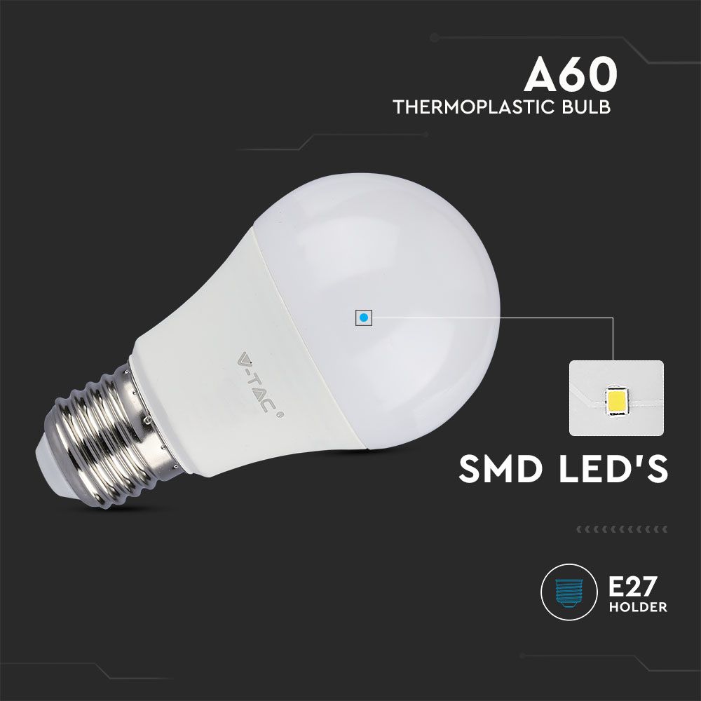 10.5W A60 Żarówka LED / Barwa:6400K / Trzonek:E27 / Opakowanie: 3szt.