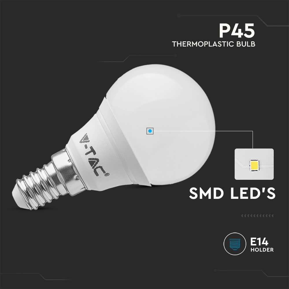 4.5W P45 Żarówka LED / Barwa:6400K/ Opakowanie: 3szt. / Trzonek: E14