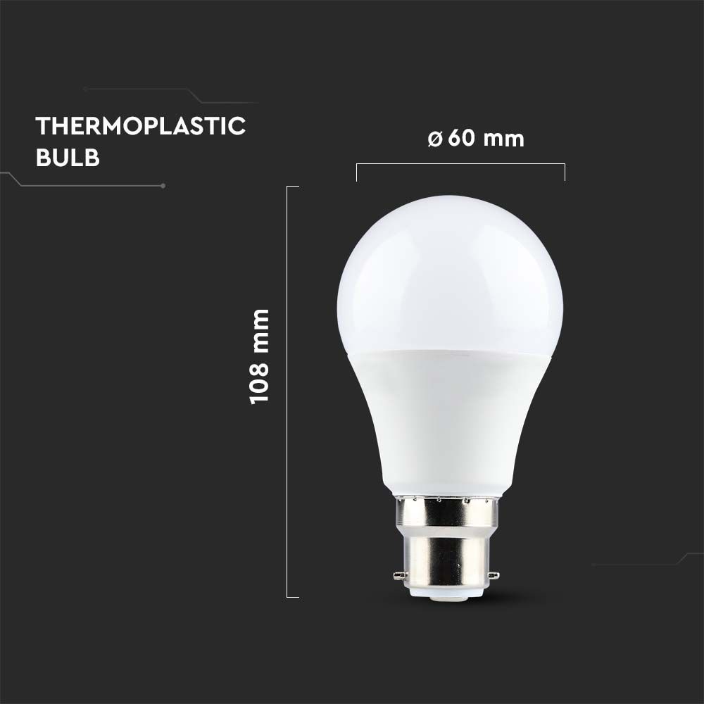 8.5W A60 Żarówka LED / Barwa:6500K / Trzonek:B22