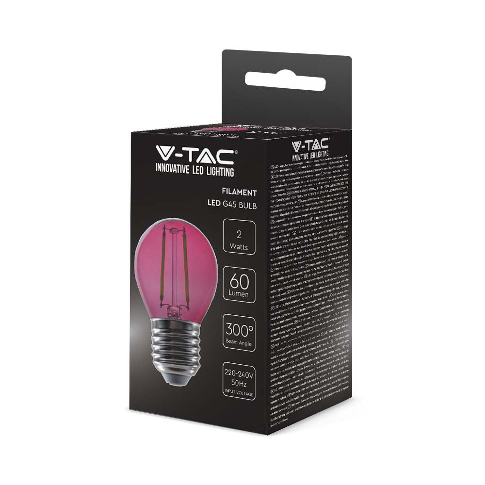 2W G45 Żarówka LED Filament / Różowy / Trzonek:E27