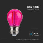 2W G45 Żarówka LED Filament / Różowy / Trzonek:E27