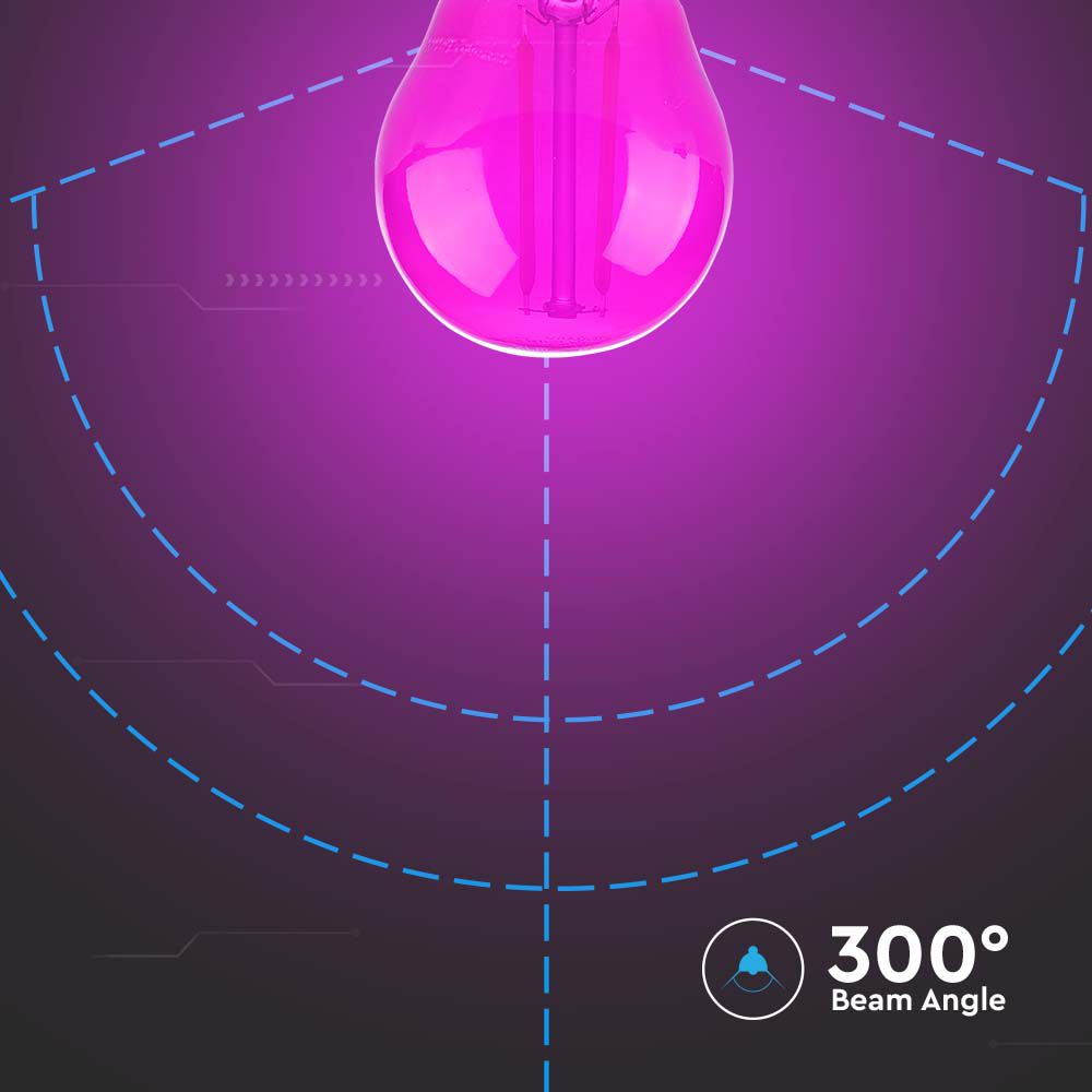 2W G45 Żarówka LED Filament / Różowy / Trzonek:E27