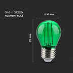 2W G45 Żarówka LED Filament / Zielony / Trzonek:E27
