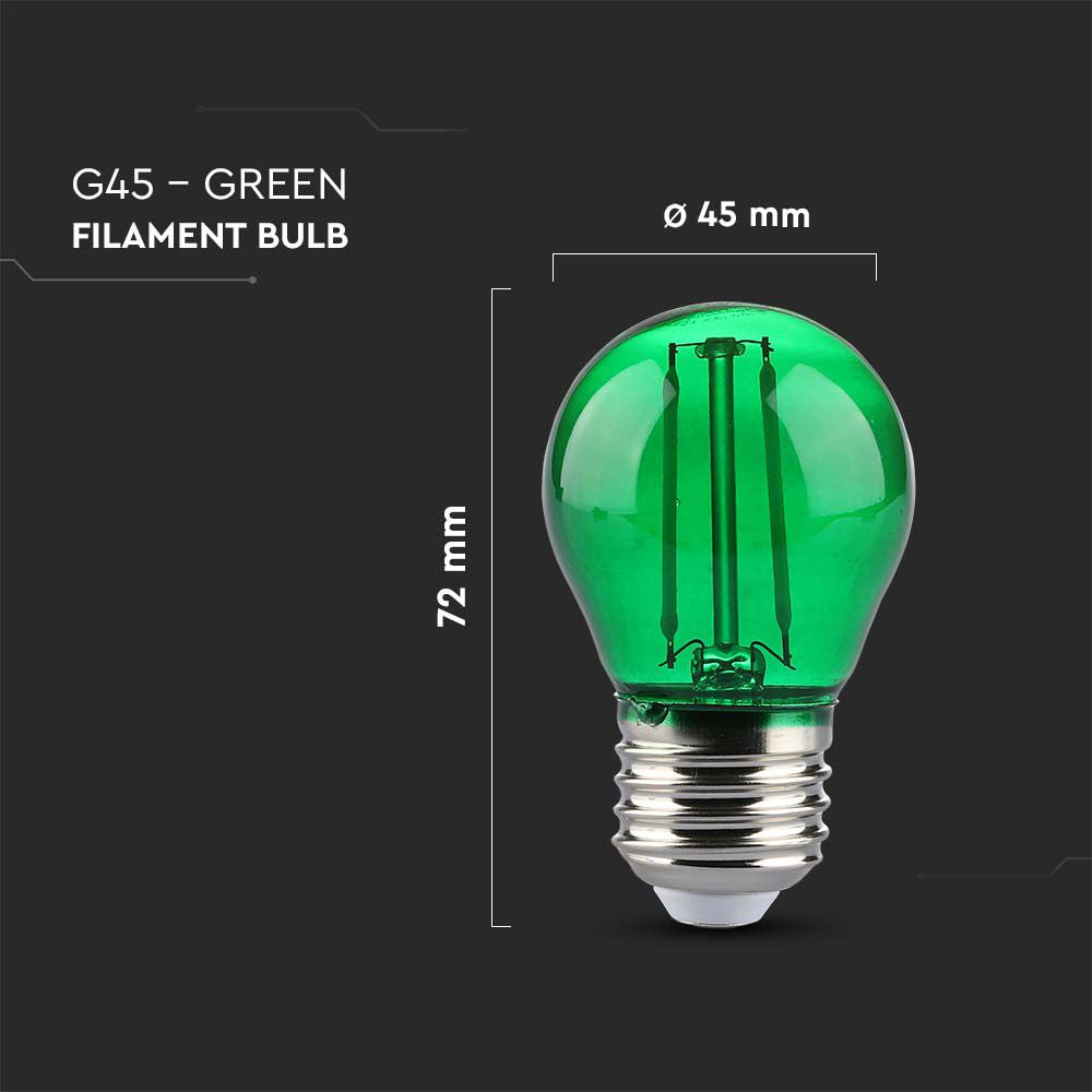 2W G45 Żarówka LED Filament / Zielony / Trzonek:E27