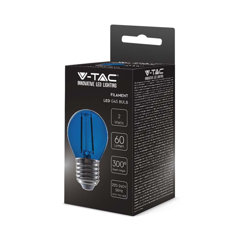 2W G45 Żarówka LED Filament / Niebieski / Trzonek:E27